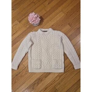 Inis Crafts Ireland Childs Sweater,Heavy 100% Merino Wool,Hand Crafted,Cable Md